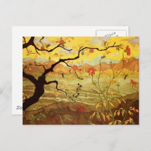 Apfelbaum mit Red Fruit Postkarte (Vorne/Hinten)