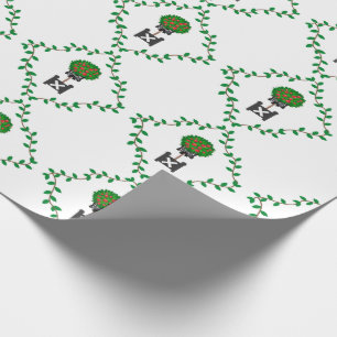 Apfelbaum Topiary Ivy Vine Red Black Wrapping Pa Geschenkpapier