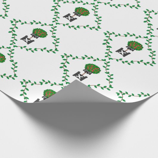 Apfelbaum Topiary Ivy Vine Red Black Wrapping Pa Geschenkpapier (Ecke)