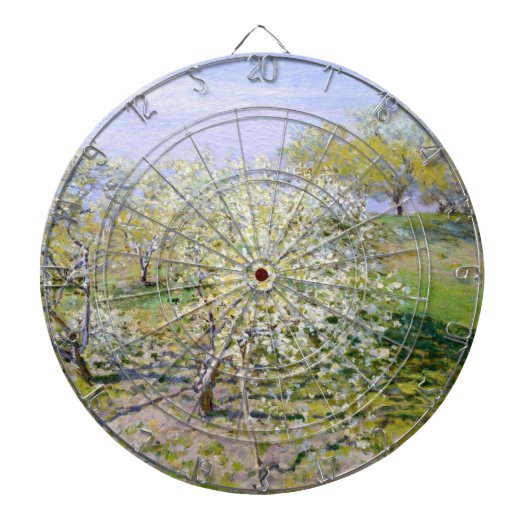 Apfelbäume in Bloom (von Claude Monet) Dartscheibe (vorne)