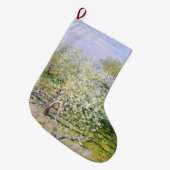 Apfelbäume in Bloom (von Claude Monet) Großer Weihnachtsstrumpf (Vorderansicht (hängend))
