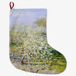 Apfelbäume in Bloom (von Claude Monet) Großer Weihnachtsstrumpf