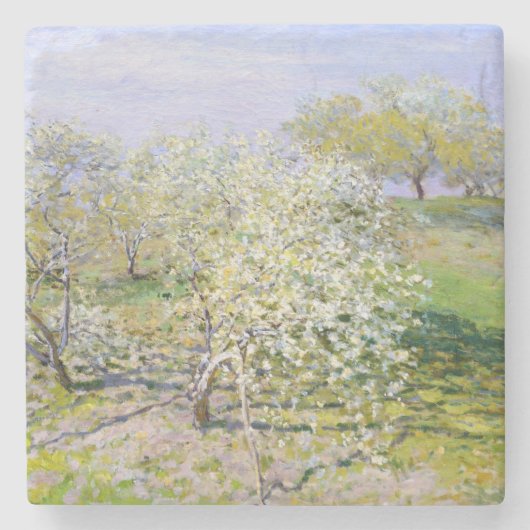 Apfelbäume in Bloom (von Claude Monet) Steinuntersetzer (Vorderseite)