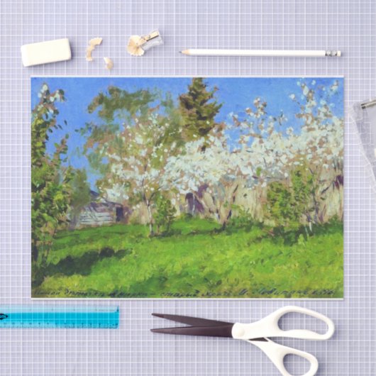 Apfelbäume in Blossom von Isaac Levitan Seidenpapier (Handwerk)