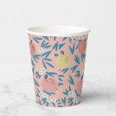 Apfelblau-Muster Korallenrosa Pappbecher (Rechts)