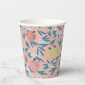 Apfelblau-Muster Korallenrosa Pappbecher (Vorderseite)