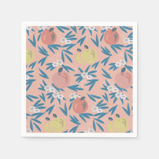 Apfelblau-Muster Korallenrosa Serviette (Vorderseite)
