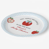 Apfelblauer Bogen preppy Coquette Baby Shower Pappteller (Schrägansicht)