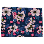 Apfelblüte auf dunkelblau große geschenktüte (Rückseite)
