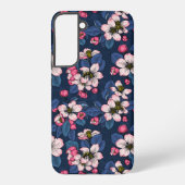 Apfelblüte auf dunkelblau samsung galaxy hülle (Rückseite)