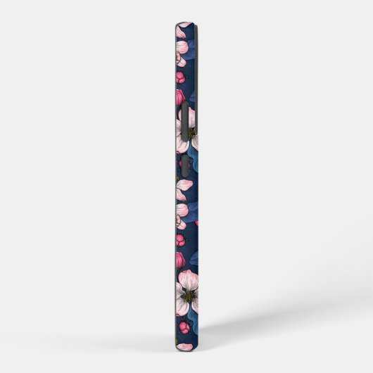 Apfelblüte auf dunkelblau samsung galaxy hülle (Rechte Seite)