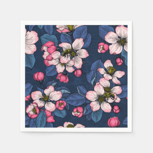 Apfelblüte auf dunkelblau serviette