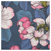 Apfelblüte auf dunkelblau stoff (Muster)