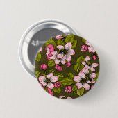 Apfelblüte auf dunkelgrün button (Vorne & Hinten)