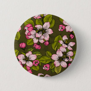 Apfelblüte auf dunkelgrün button