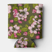 Apfelblüte auf dunkelgrün dosenkühler (Vorderseite)