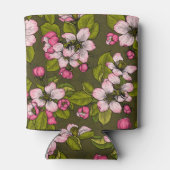 Apfelblüte auf dunkelgrün dosenkühler (Rückseite)