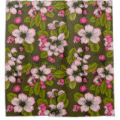 Apfelblüte auf dunkelgrün duschvorhang (Vorderseite)