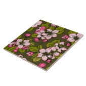 Apfelblüte auf dunkelgrün fliese (Seite)