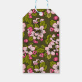 Apfelblüte auf dunkelgrün geschenkanhänger (Rückseite)