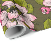 Apfelblüte auf dunkelgrün geschenkpapier (Rolleneckpunkt)