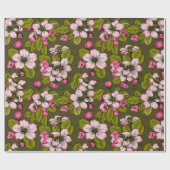 Apfelblüte auf dunkelgrün geschenkpapier (Flach)