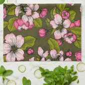 Apfelblüte auf dunkelgrün geschirrtuch (Gefaltet)