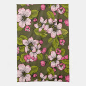 Apfelblüte auf dunkelgrün geschirrtuch (Vertikal)