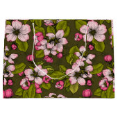 Apfelblüte auf dunkelgrün große geschenktüte (Vorderseite)