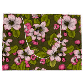 Apfelblüte auf dunkelgrün große geschenktüte (Rückseite)