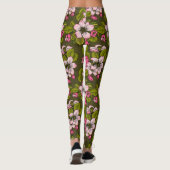 Apfelblüte auf dunkelgrün leggings (Rückseite)