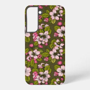 Apfelblüte auf dunkelgrün samsung galaxy hülle