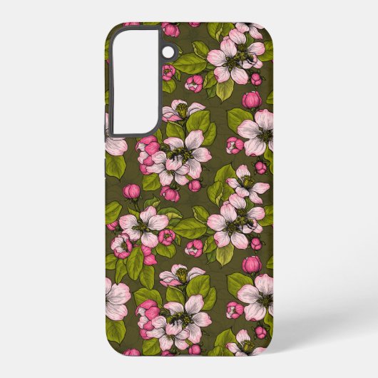 Apfelblüte auf dunkelgrün samsung galaxy hülle (Rückseite)