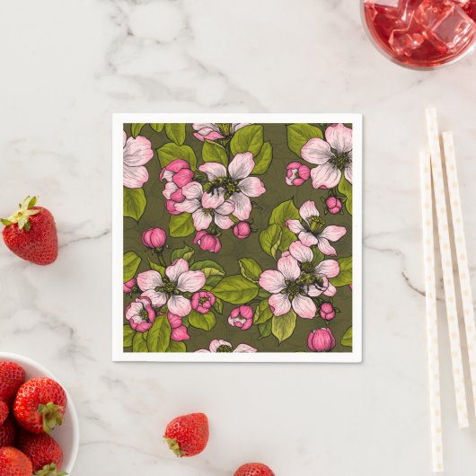 Apfelblüte auf dunkelgrün serviette (Beispiel)