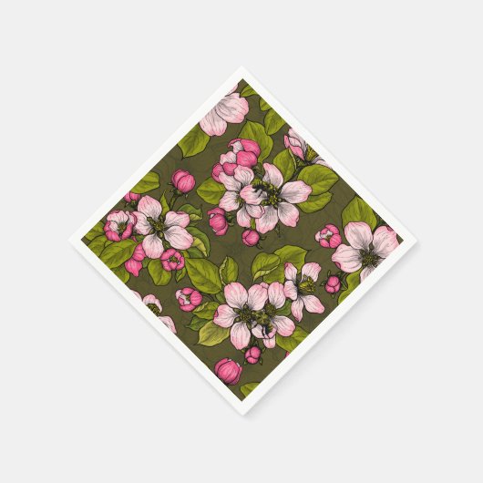 Apfelblüte auf dunkelgrün serviette (Ecke)