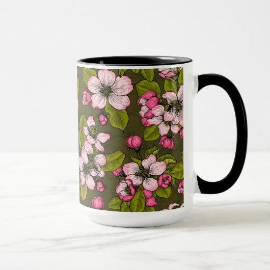 Apfelblüte auf dunkelgrün tasse (Rechts)