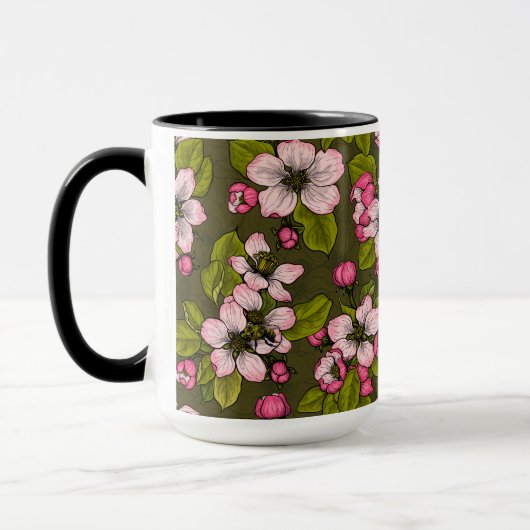 Apfelblüte auf dunkelgrün tasse (Links)