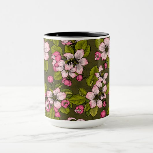 Apfelblüte auf dunkelgrün tasse (Zentrum)