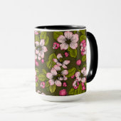 Apfelblüte auf dunkelgrün tasse (VorderseiteRechts)