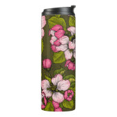 Apfelblüte auf dunkelgrün thermosbecher (Nach links gedreht)