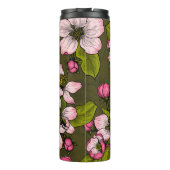 Apfelblüte auf dunkelgrün thermosbecher (Rückseite)