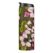 Apfelblüte auf dunkelgrün thermosbecher (Nach rechts gedreht)