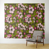 Apfelblüte auf dunkelgrün wandteppich (Beispiel (Horizontal))