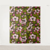 Apfelblüte auf dunkelgrün wandteppich (Vorderseite)