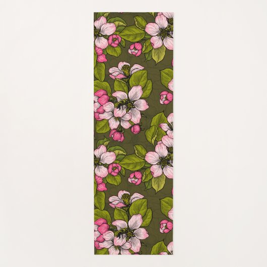 Apfelblüte auf dunkelgrün yogamatte (Vorderseite)