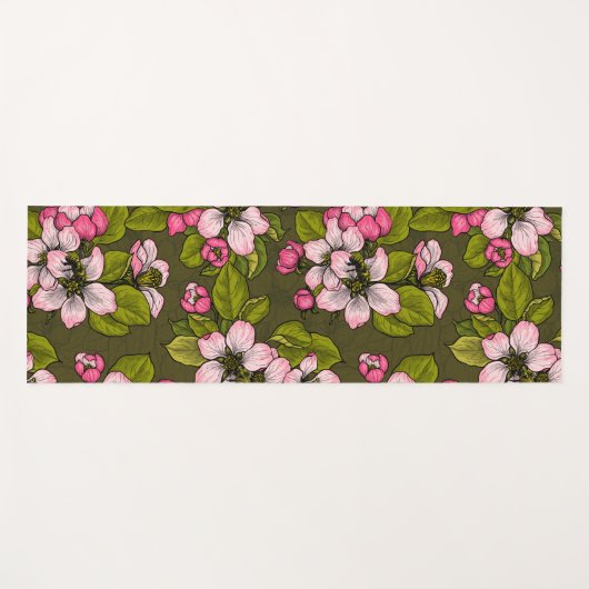 Apfelblüte auf dunkelgrün yogamatte (Vorderseite (Horizontal))