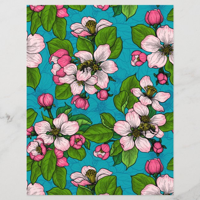 Apfelblüte auf Türkis (Vorderseite)