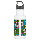 Apfelblüte auf Türkis Edelstahlflasche (Rückseite)
