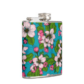 Apfelblüte auf Türkis Flachmann (Rechts)