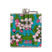 Apfelblüte auf Türkis Flachmann (Rückseite)